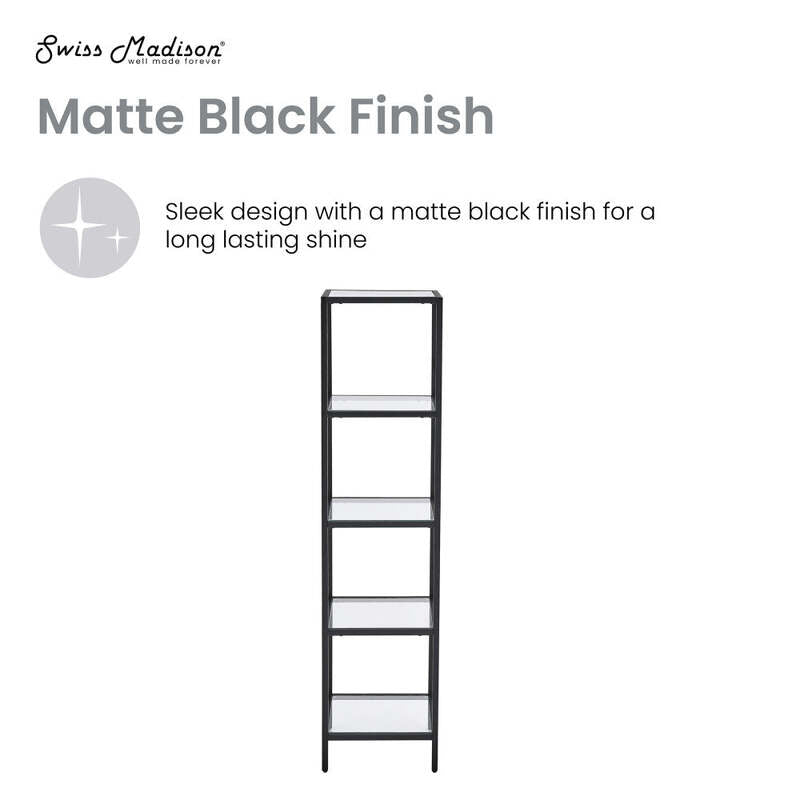 Swiss Madison Pierre 16"x65"x14" Freestanding Linen Cabinet in Matte Black