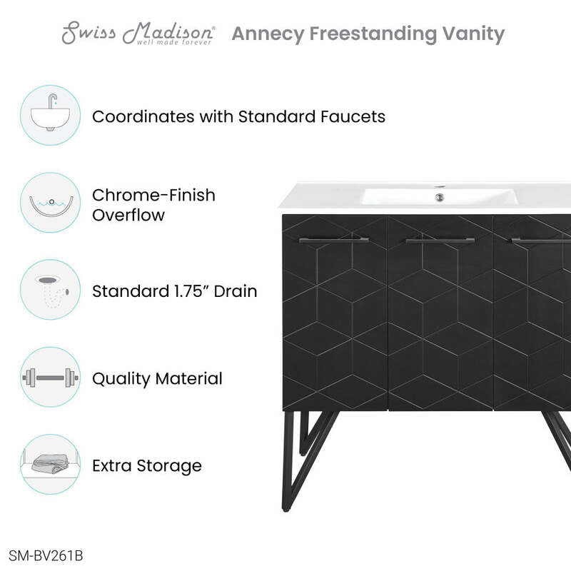 Swiss Madison Annecy 36" Bathroom Vanity in Phantom Black