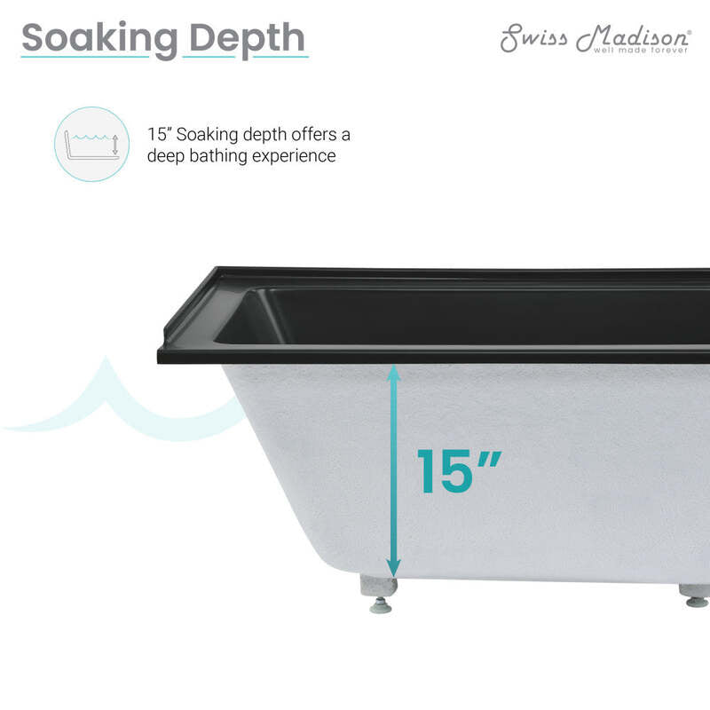 Swiss Madison Voltaire 48" X 32" Right-Hand Drain Alcove Bathtub in Matte Black