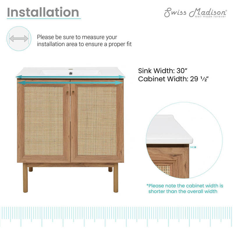 Swiss Madison Classé 30" Bathroom Vanity in Oak