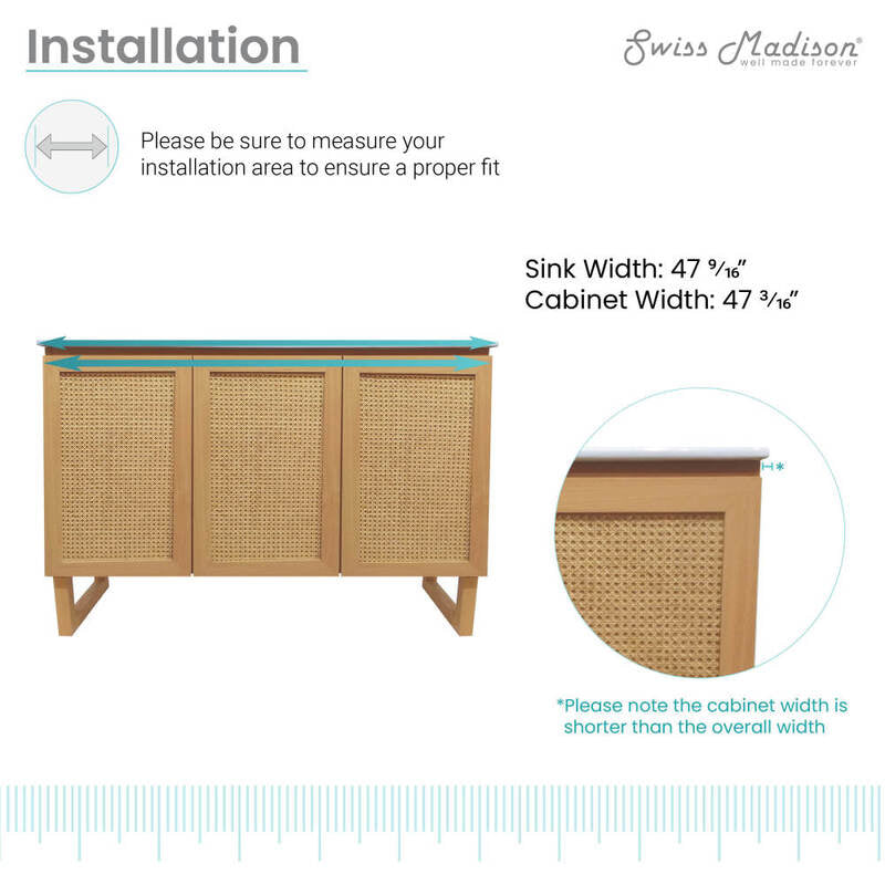 Swiss Madison Arles 48" Single, Bathroom Vanity in Honey