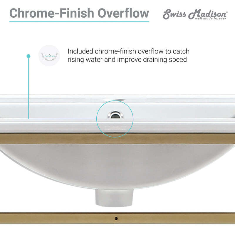Swiss Madison Pierre 30 Single, Open Shelf, Gold Metal Frame Bathroom Vanity