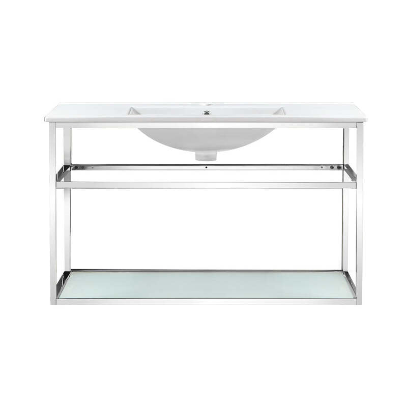 Swiss Madison Pierre 36 Single, Open Shelf, Chrome Metal Frame Bathroom Vanity