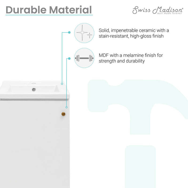 Swiss Madison Manoir 18" Bathroom Vanity in White