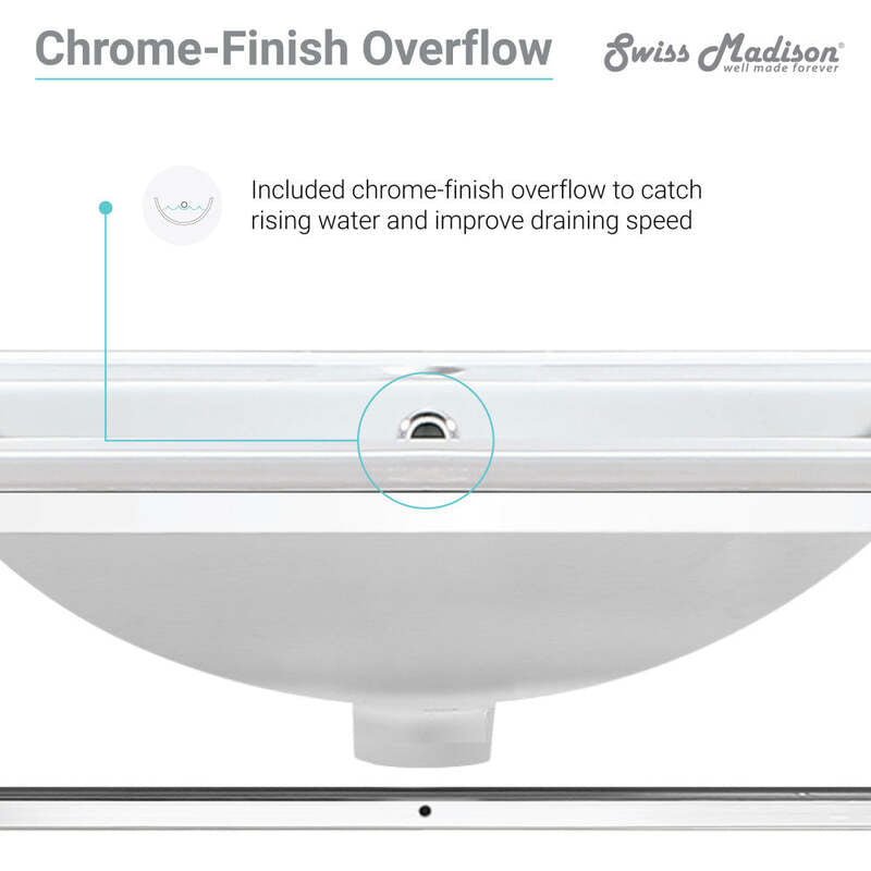 Swiss Madison Pierre 24 Single, Open Shelf, Chrome Metal Frame Bathroom Vanity