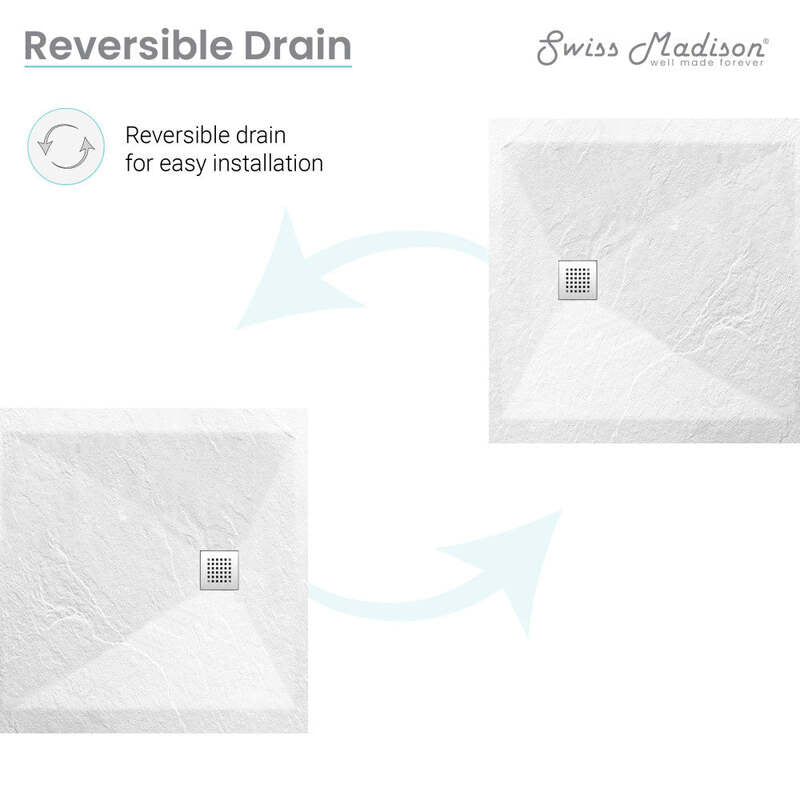 Swiss Madison Terre P Series 36" x 36" Reversible Drain Shower Base