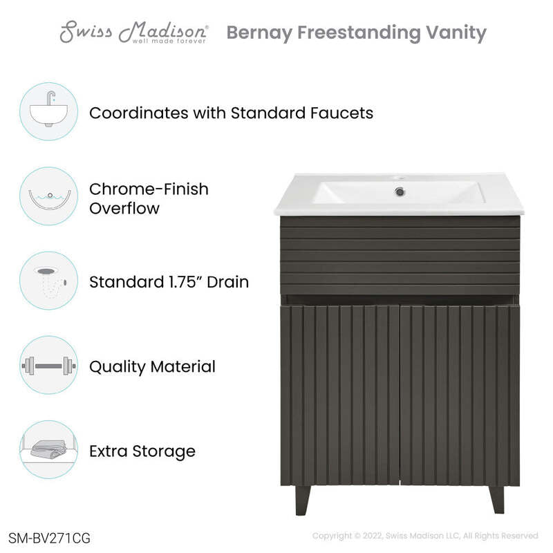 Swiss Madison Bernay 24" Bathroom Vanity in Cedar Grey