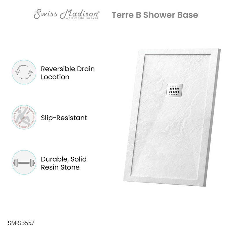 Swiss Madison Terre B Series 48" x 32" Reversible Drain Shower Base