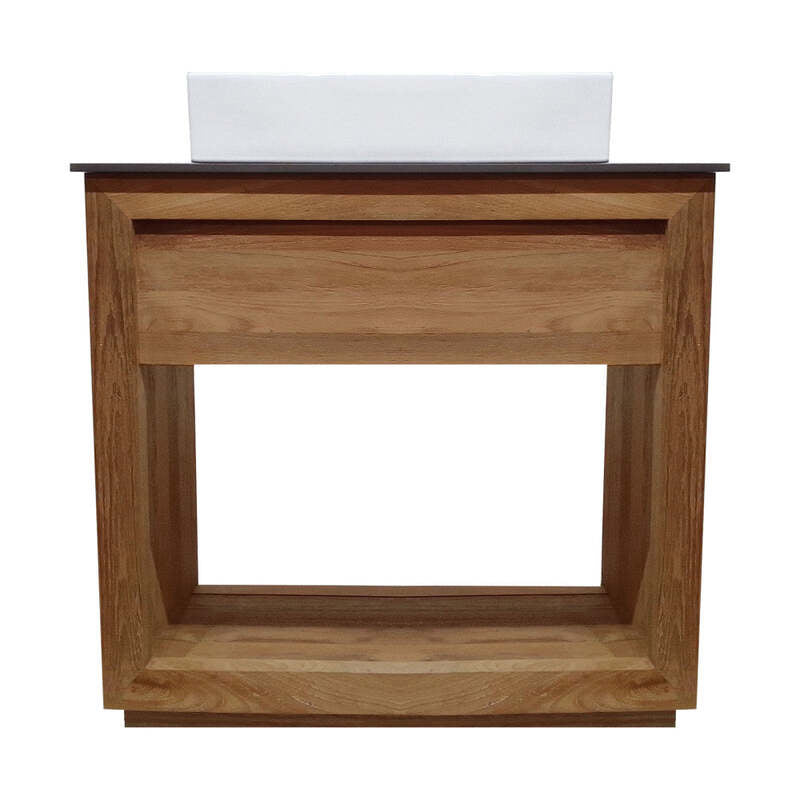 Swiss Madison Rennes 36" Reclaimed Wood Vanity in Walnut with Slate Countertop and Single Hole Vessel Sink
