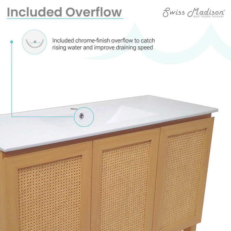 Swiss Madison Arles 48" Single, Bathroom Vanity in Honey