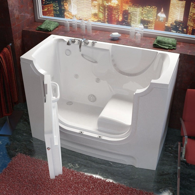 MediTub - 3060WCA Series Wheel Chair Accessible 30 x 60 Left Drain White Whirlpool Jetted Wheelchair Accessible Bathtub