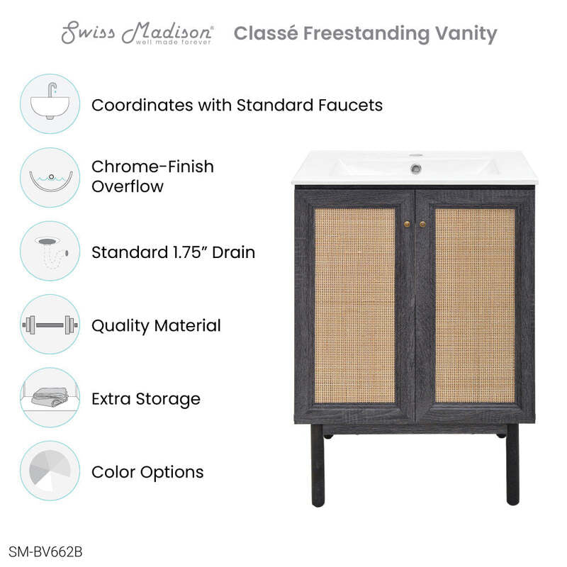 Swiss Madison Classé 24" Bathroom Vanity in Black