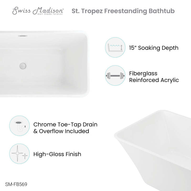 Swiss Madison St. Tropez 60" Freestanding Bathtub