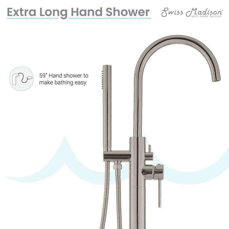 Swiss Madison Ivy Freestanding Bathtub Faucet in Brushed Nickel
