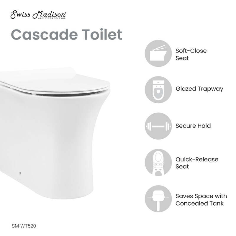 Swiss Madison Cascade Back-to-Wall Elongated Toilet Bowl