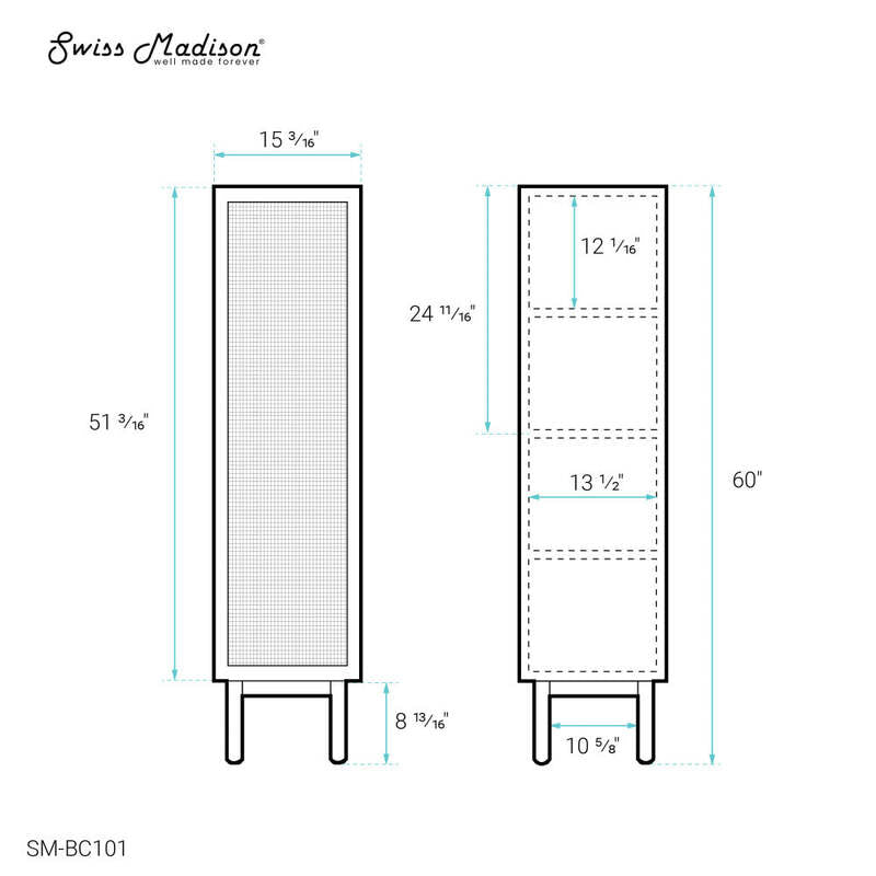 Swiss Madison Classé 15" W x 60" H x 15" D Linen Cabinet in Oak