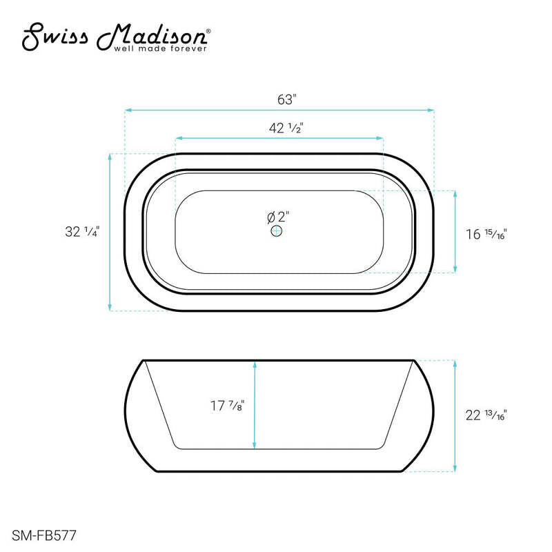 Swiss Madison Plaisir 63" Freestanding Bathtub