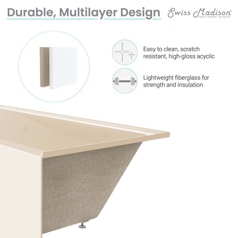 Swiss Madison Voltaire 54" X 30" Left-Hand Drain Alcove Bathtub with Apron in Bisque