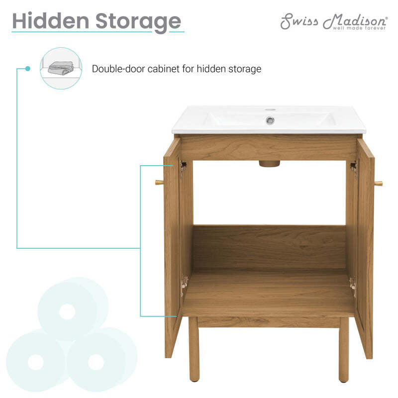 Swiss Madison Classe 24" Bathroom Vanity in Oak