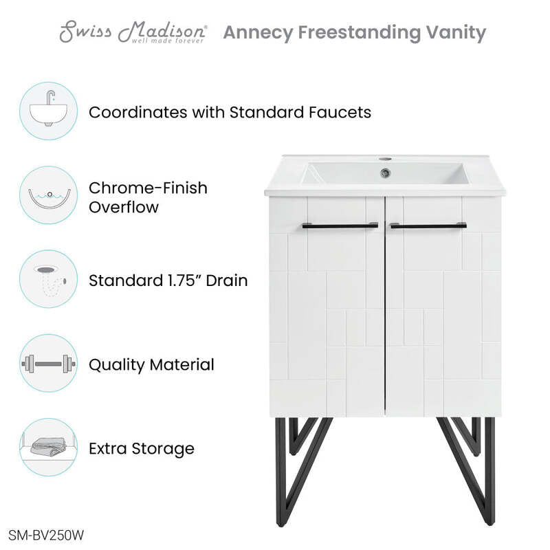 Swiss Madison Annecy 24" Bathroom Vanity in Mondrian White