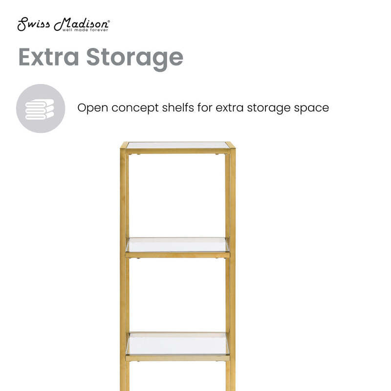 Swiss Madison Pierre 16"x65"x14" Freestanding Linen Cabinet in Brushed Gold