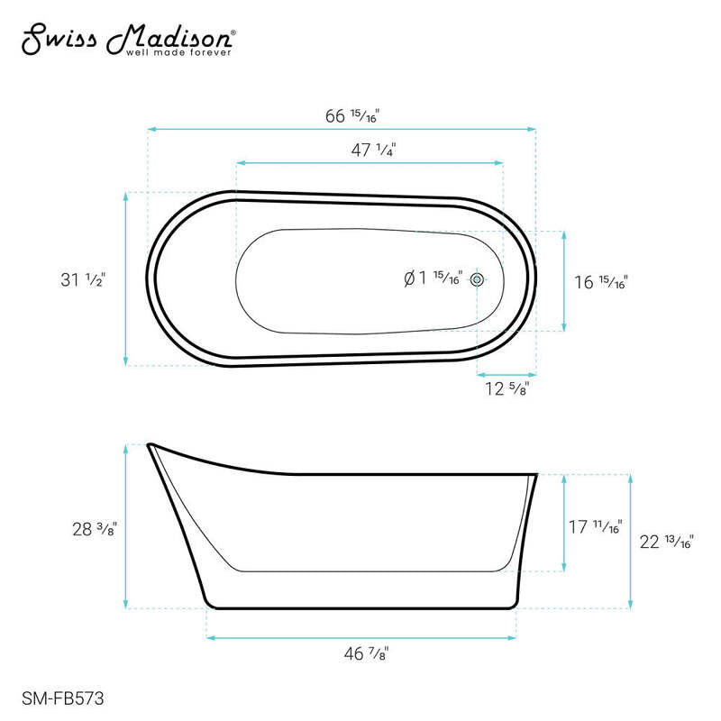 Swiss Madison Sublime 67" Single Slipper Freestanding Bathtub