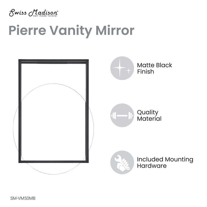 Swiss Madison Pierre 30" Vanity Mirror in Matte Black
