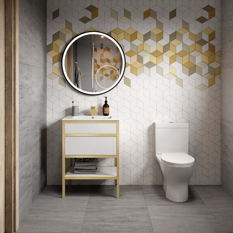 Swiss Madison Cache 24" Freestanding, Bathroom Vanity in White and Gold