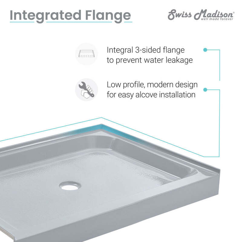 Swiss Madison Voltaire 36 x 36' Single-Threshold, Center Drain, Shower Base in Grey