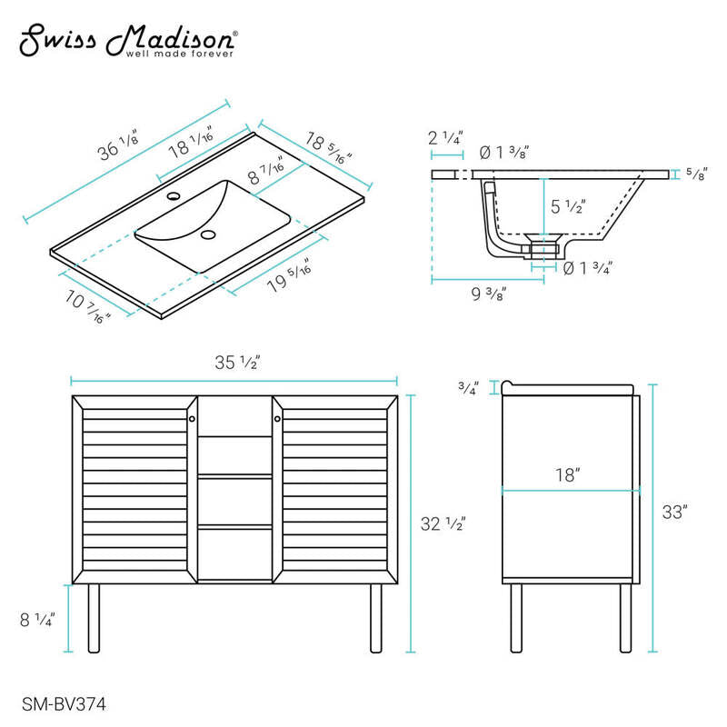 Swiss Madison Bron 36" Bathroom Vanity in Oak