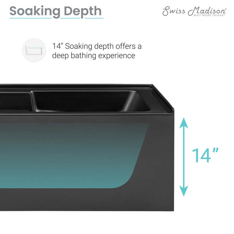 Swiss Madison Voltaire 54" X 30"  Right-Hand Drain Alcove Bathtub with Apron in Matte Black