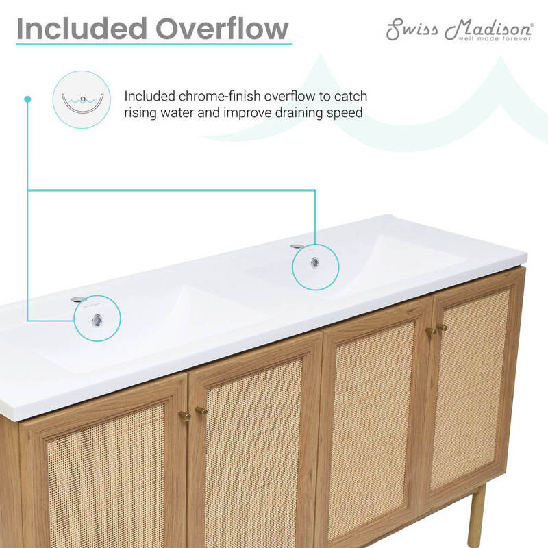 Swiss Madison Classé 60" Bathroom Vanity in Oak