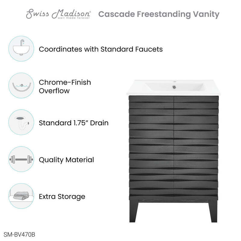 Swiss Madison Cascade 24" Bathroom Vanity in Black