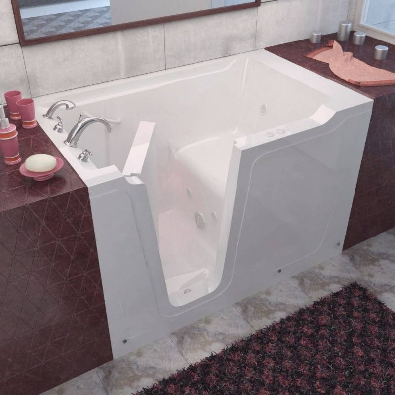 MediTub - 3660 Series Walk-In 36 x 60 Left Drain White Whirlpool Jetted Walk-In Bathtub