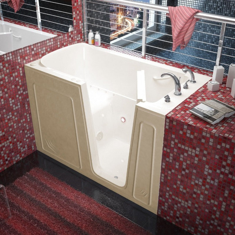 MediTub - 3260 Series Walk-In 32 x 60 Right Drain Biscuit Air Jetted Walk-In Bathtub