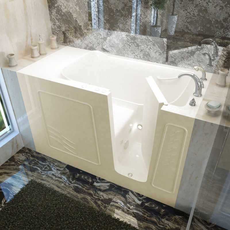 MediTub - 3060WI Series Walk-In 30 x 60 Right Drain Biscuit Whirlpool Jetted Walk-In Bathtub