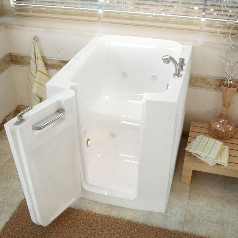 MediTub - 3238 Series Walk-In 32 x 38 Left Door White Whirlpool Jetted Walk-In Bathtub