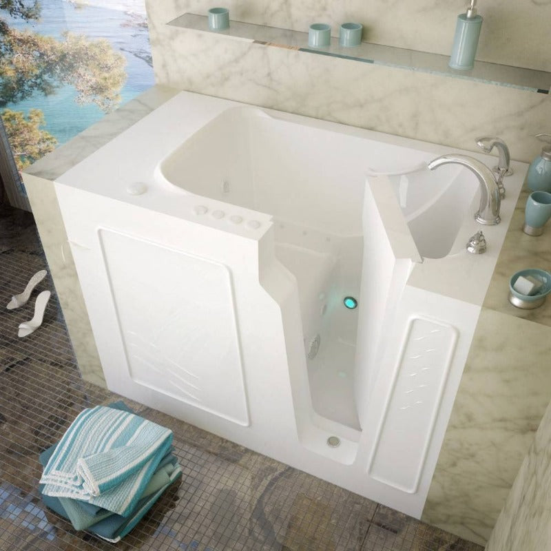 MediTub - 2952 Series Walk-In 29 x 52 Right Drain White Whirlpool & Air Jetted Walk-In Bathtub