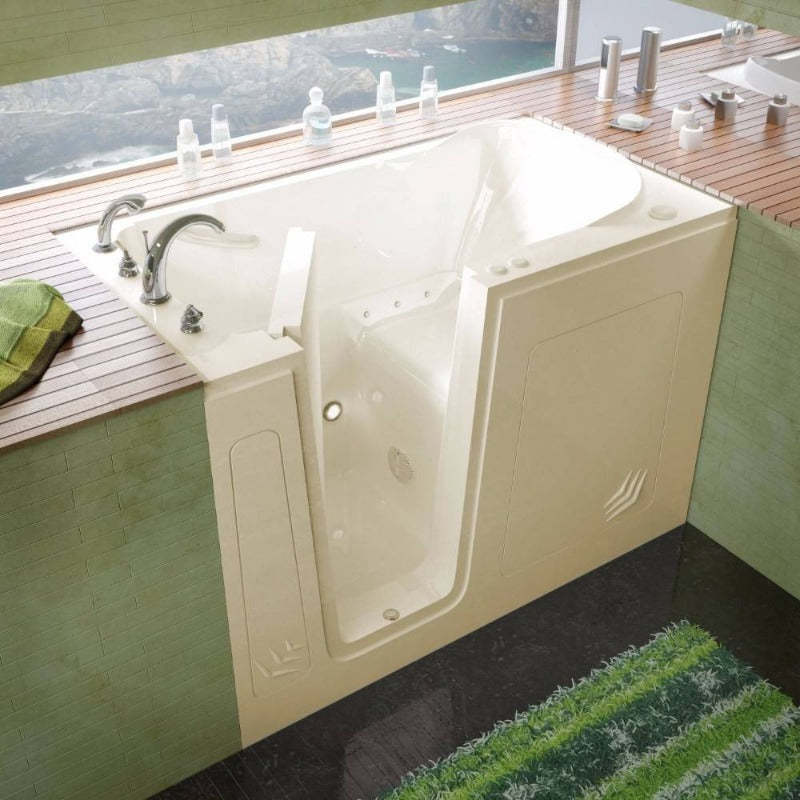 MediTub - 3054 Series Walk-In 30 x 54 Left Drain Biscuit Air Jetted Walk-In Bathtub