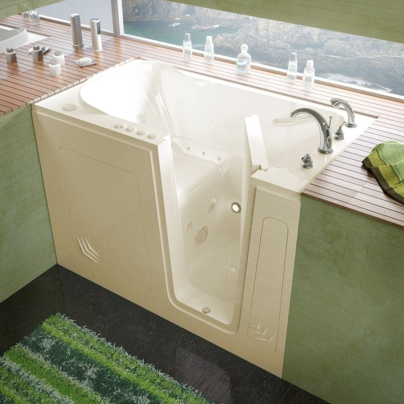 MediTub Walk-In 30 x 54 Right Drain Biscuit Whirlpool & Air Jetted Walk-In Bathtub 3054RBD