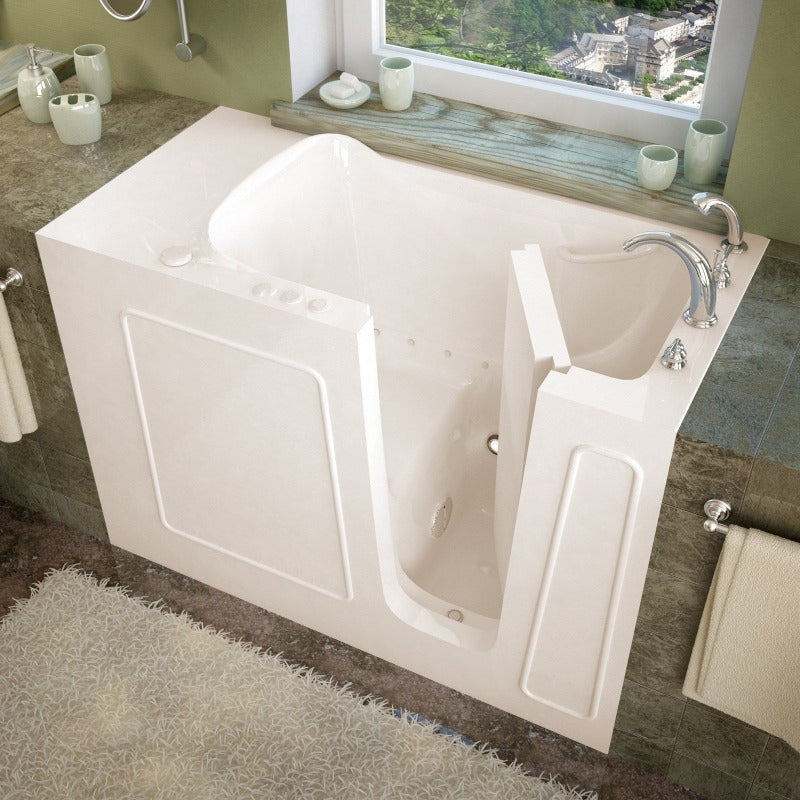 MediTub - 2653 Series Walk-In 26 x 53 Right Drain Biscuit Air Jetted Walk-In Bathtub