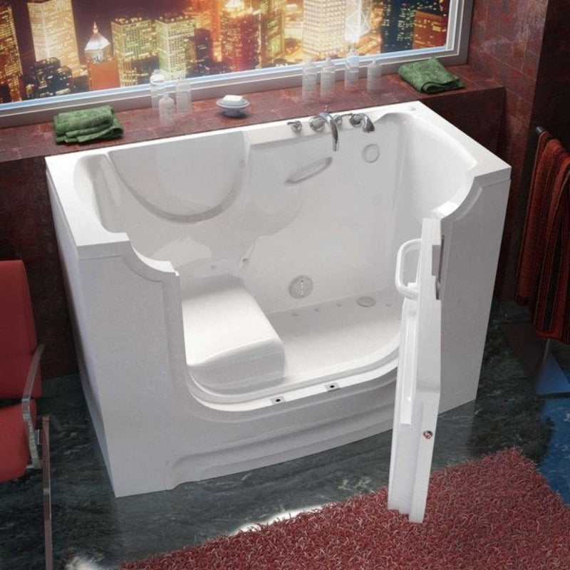 MediTub - 3060WCA Series Wheel Chair Accessible 30 x 60 Right Drain White Air Jetted Wheelchair Accessible Bathtub
