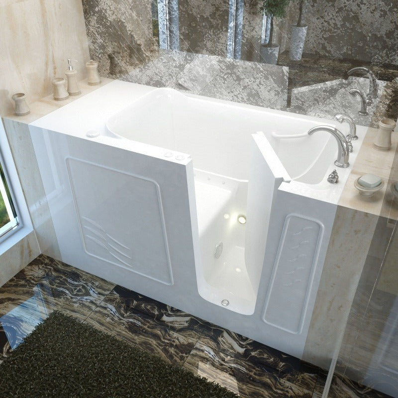 MediTub - 3060WI Series Walk-In 30 x 60 Right Drain White Air Jetted Walk-In Bathtub