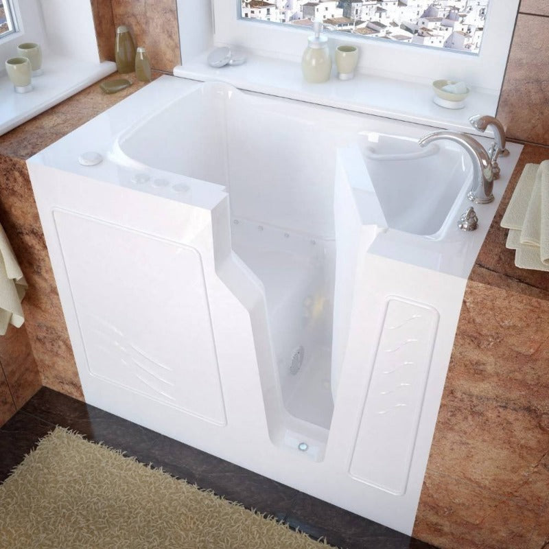MediTub - 2646 Series Walk-In 26 x 46 Right Drain White Air Jetted Walk-In Bathtub