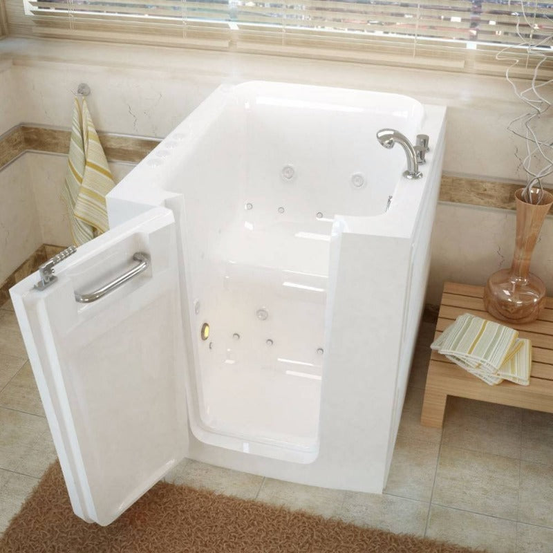 MediTub - 3238 Series Walk-In 32 x 38 Left Door White Whirlpool & Air Jetted Walk-In Bathtub