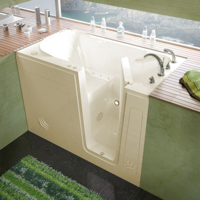MediTub - 3054 Series Walk-In 30 x 54 Right Drain Biscuit Air Jetted Walk-In Bathtub