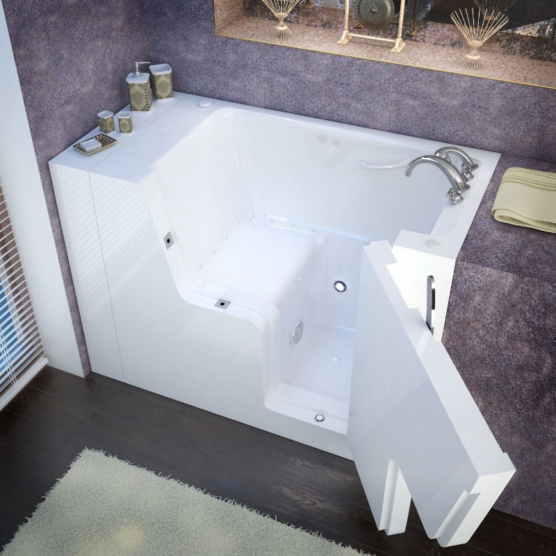 MediTub - 2953WCA Series Wheel Chair Accessible 29 x 53 Right Drain White Air Jetted Wheelchair Accessible Bathtub