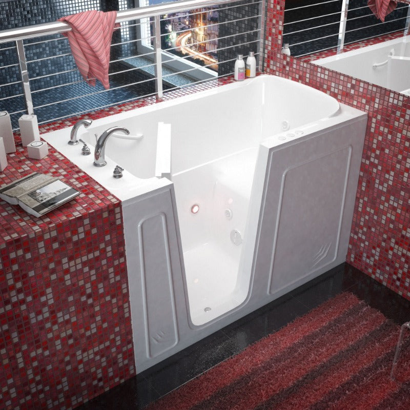 MediTub - 3260 Series Walk-In 32 x 60 Left Drain White Whirlpool Jetted Walk-In Bathtub