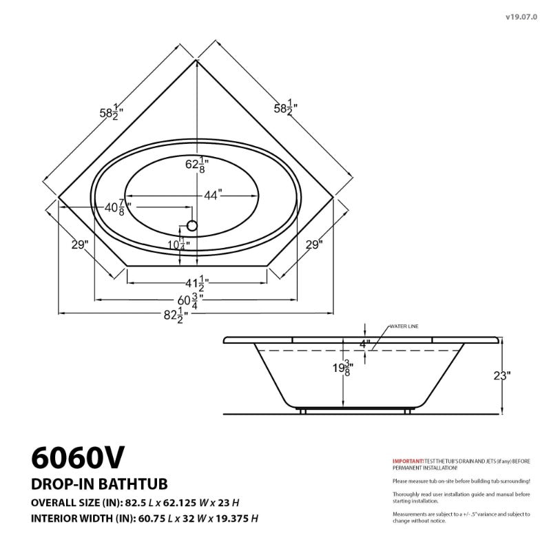 ATLANTIS WHIRLPOOLS VENUS 60 X 60 CORNER SOAKING BATHTUB 6060VS