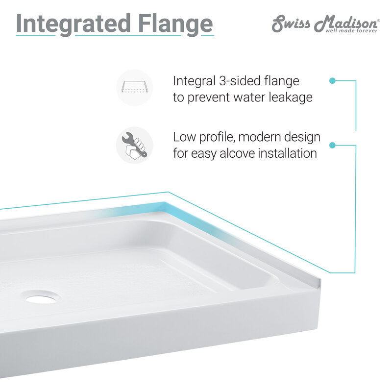 Swiss Madison Voltaire 60 x 36 Acrylic Black, Single-Threshold, Right Drain, Shower Base
